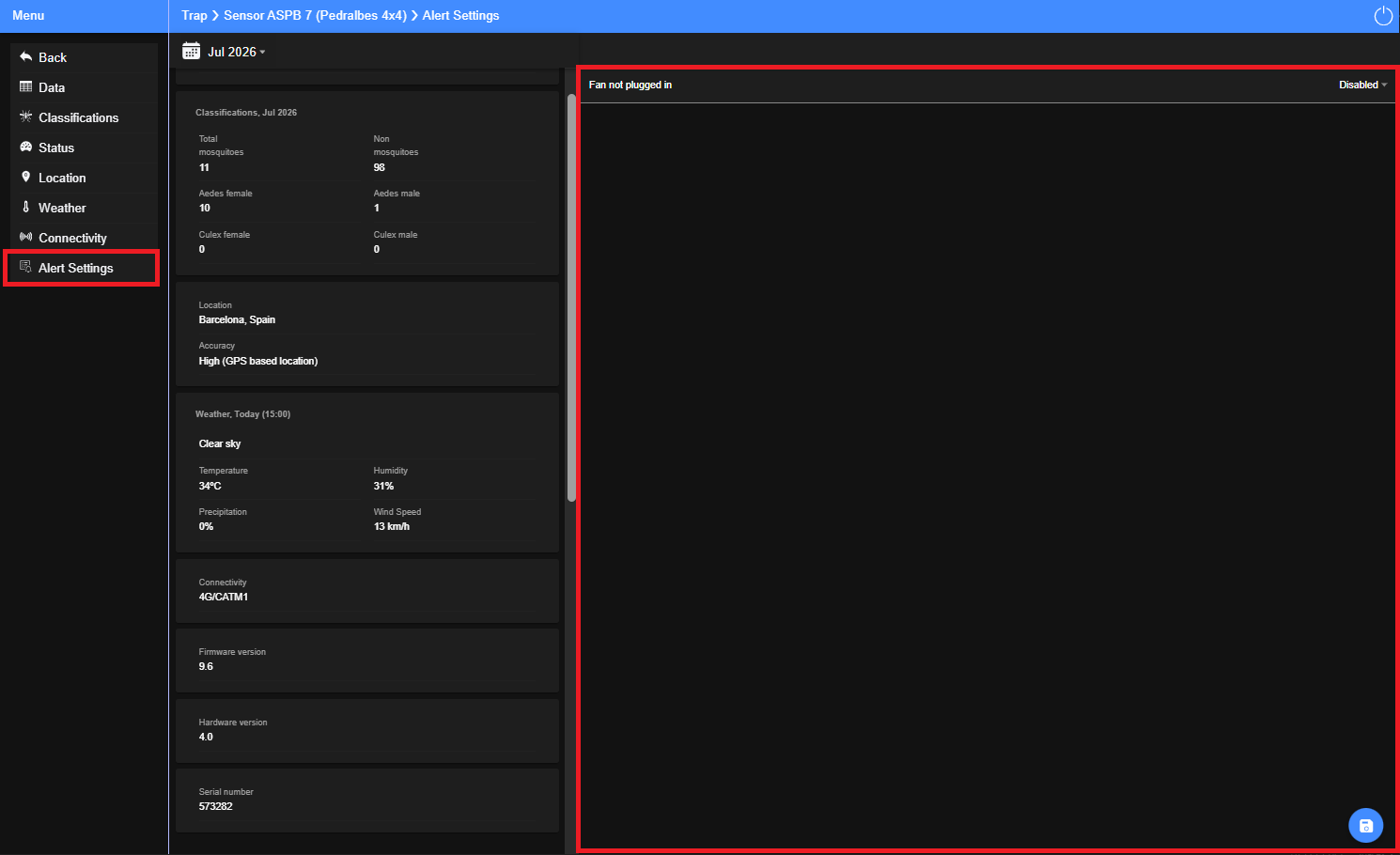 Fig15 - Alert Settings Panel