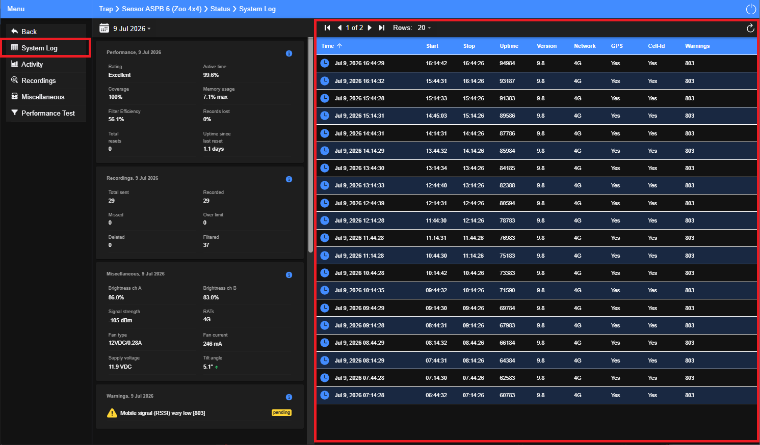 Fig18 - System Log Panel